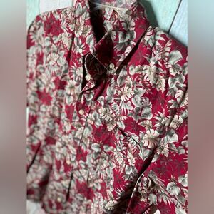 David Taylor Collection Red Hawaiian Style Button Up Shirt EPC Size Sm F…